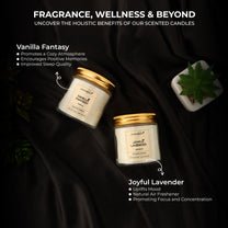 Aromahpure Soy Wax, Golden Screw Jar Candles, 55 Hours Burning Time Gauranteed (Vanilla Fantasy, Joyful Lavender)