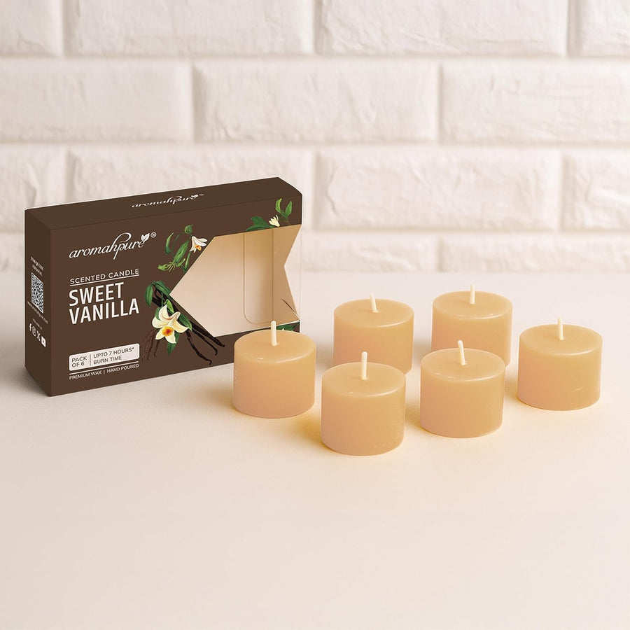 Mini Votive Aroma Candles | Vanilla | Pack of 6
