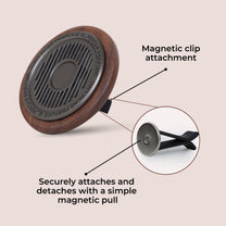 Walnut Wood Round Car Air Freshener with magnetic clip