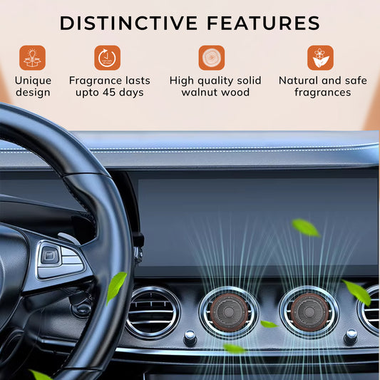 Walnut Wood Round Car Air Freshener features