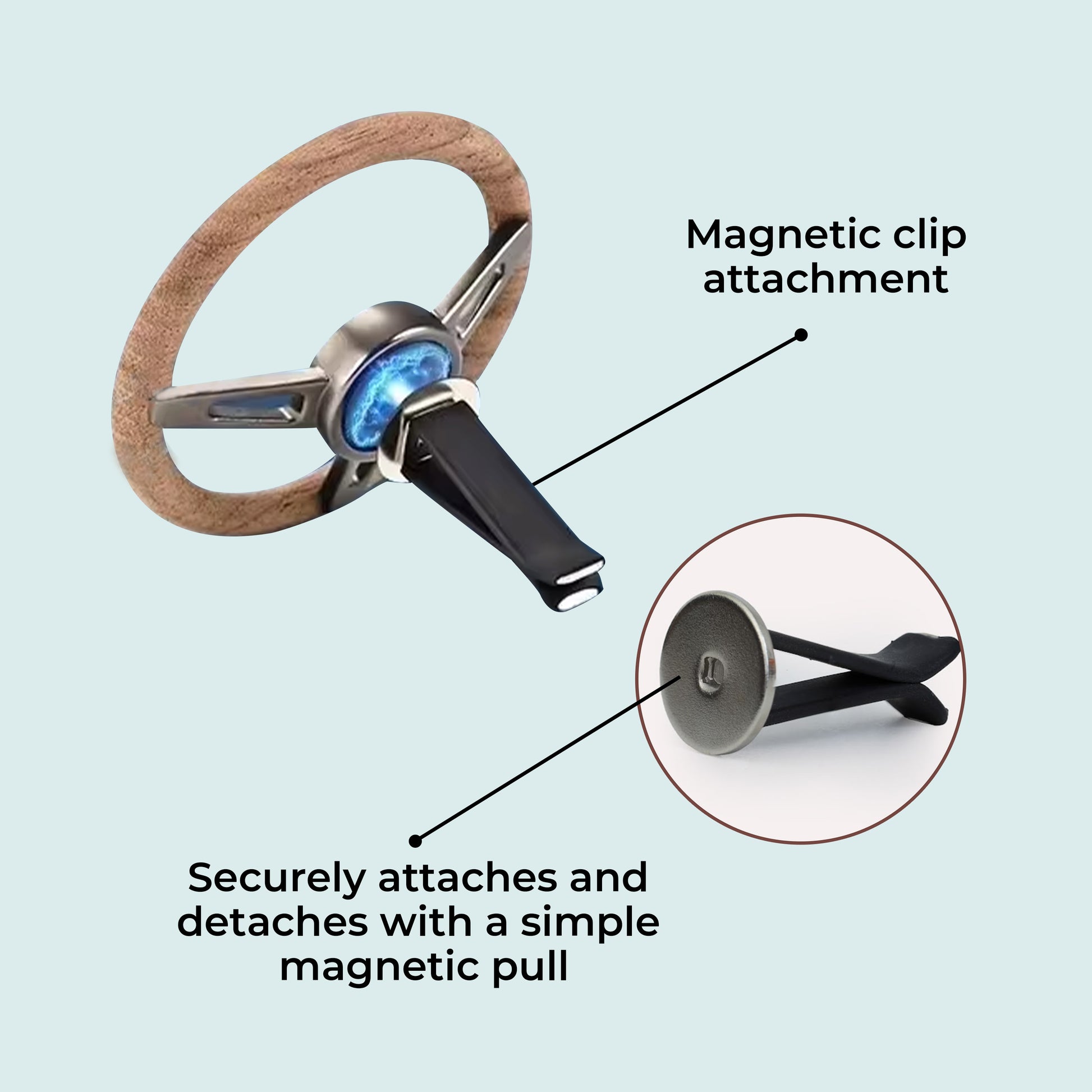 Walnut Wood Steering Car Air Freshener with magnetic clip