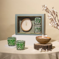 Green candle holder with coconut candle