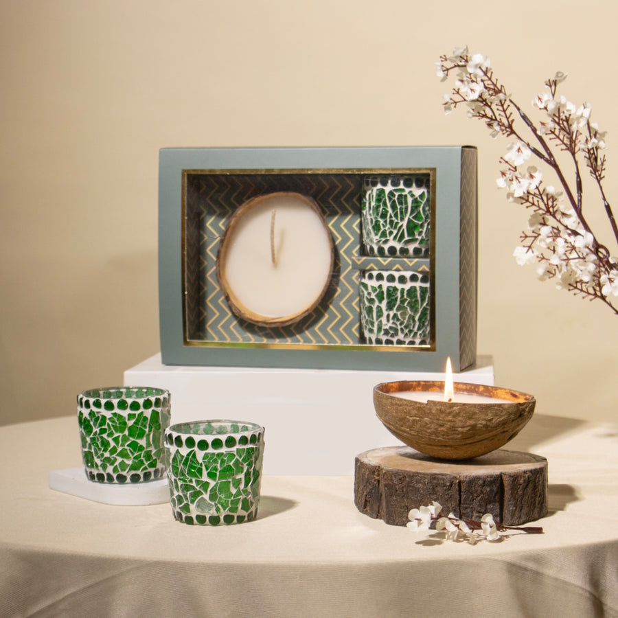 Aromahpure Glass Jar with Coconut Candle Gift Box