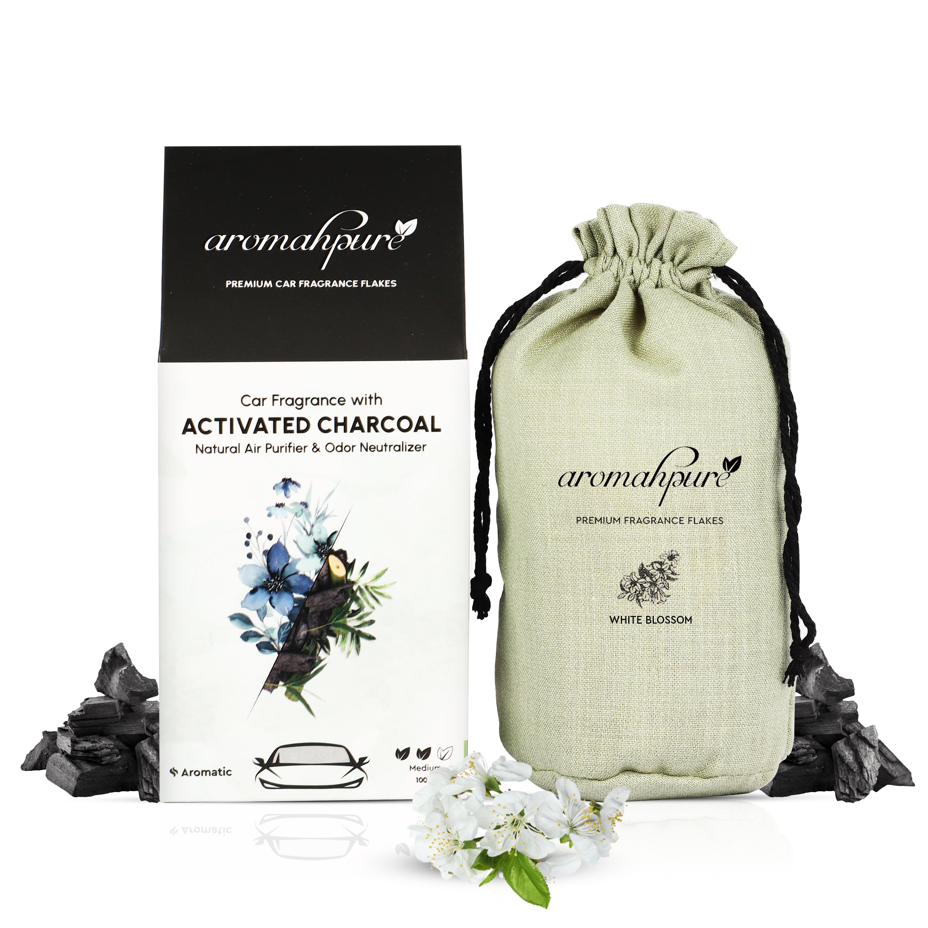 Aromahpure Car Perfume Flakes White Blossom Activated Charcoal