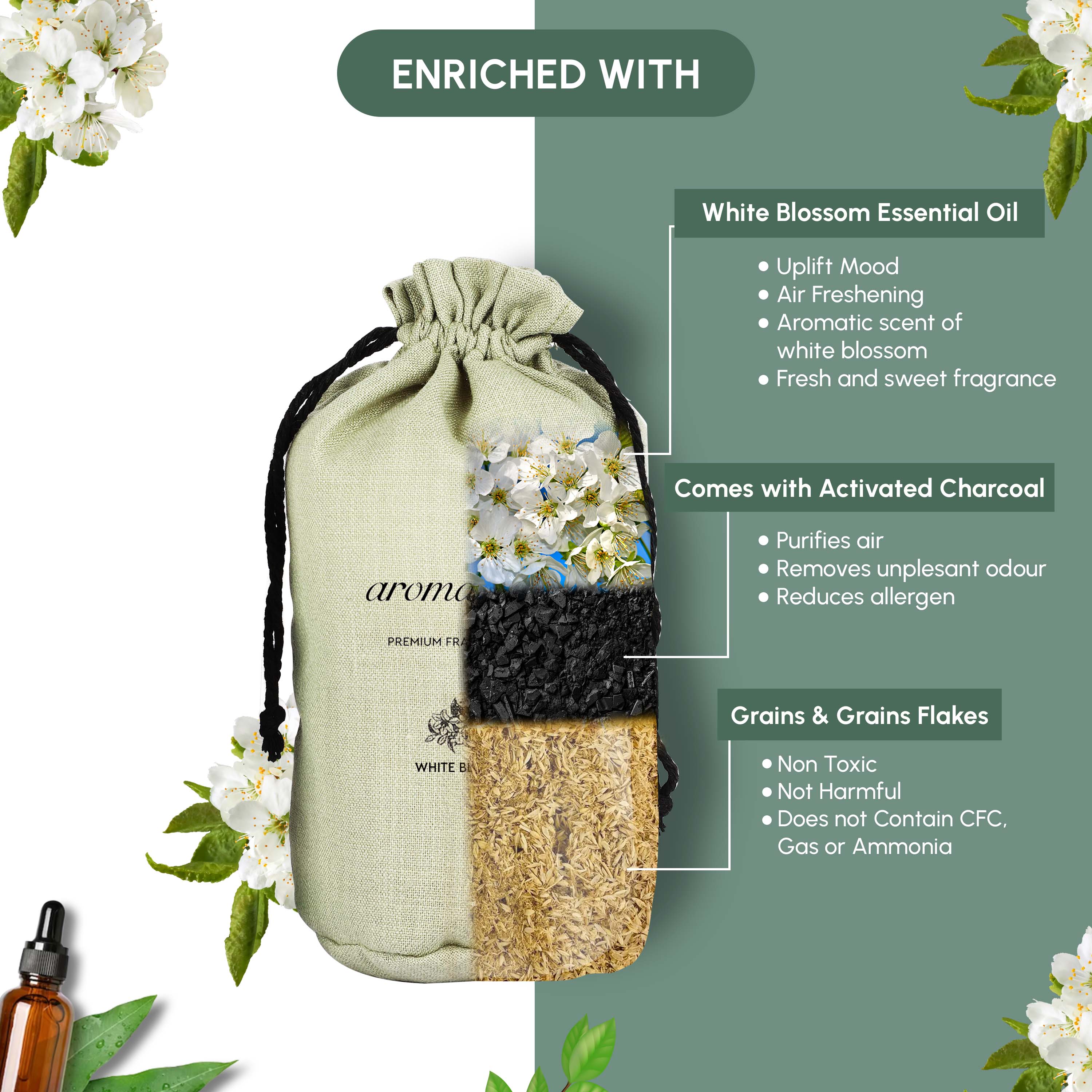 Aromahpure Car Perfume Flakes White Blossom - detail