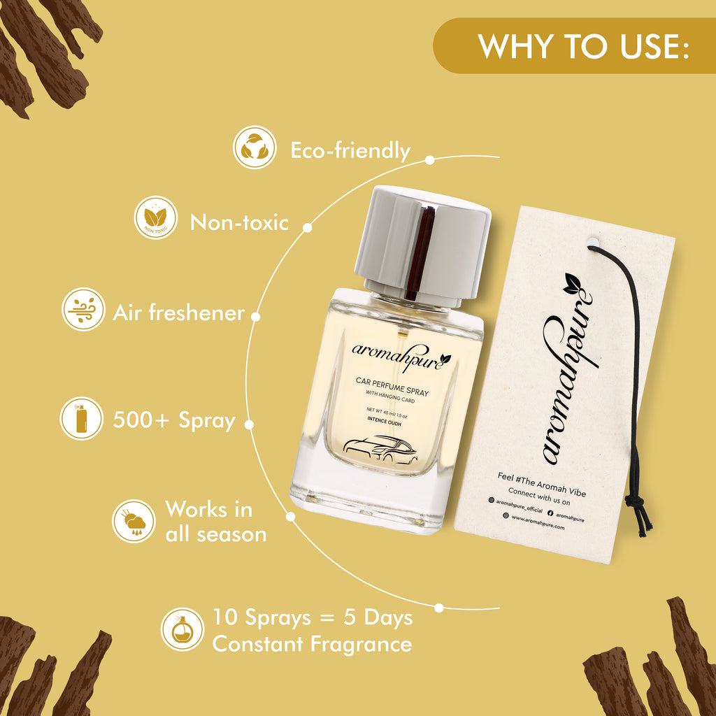 Aromahpure Classic Car Perfume Spray with Hanging Card (Intense Oudh)