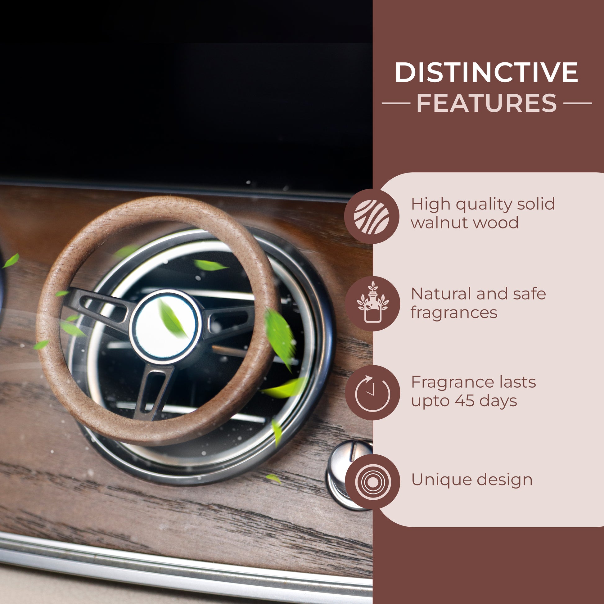 Wood Steering Car Air Freshener Features