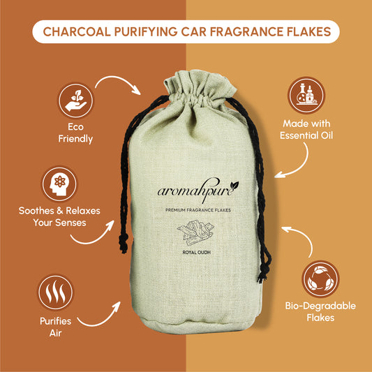 Aromahpure Premium Car Perfume Flakes with Activated Charcoal - Classic (Oud)