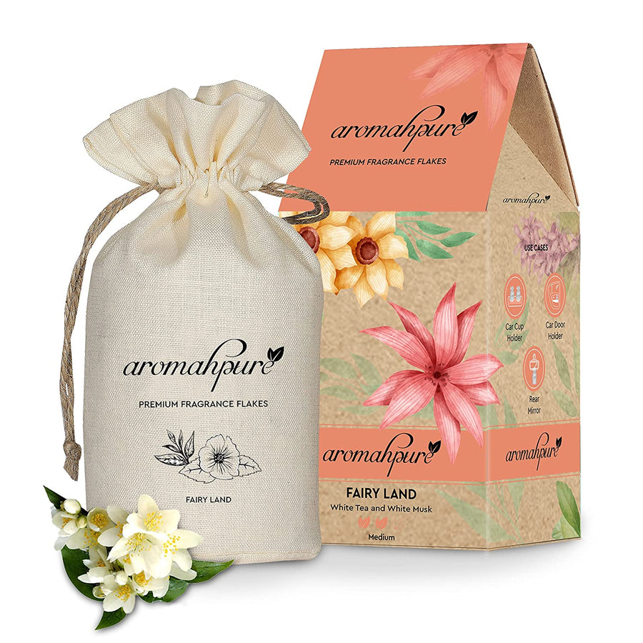 White Tea & Musk Car Perfume Flakes | Fairy Land | Classic | Luxury Hanging Car Fragrance | Premium Fresheners for Cars, Closets, and Enclosed Areas