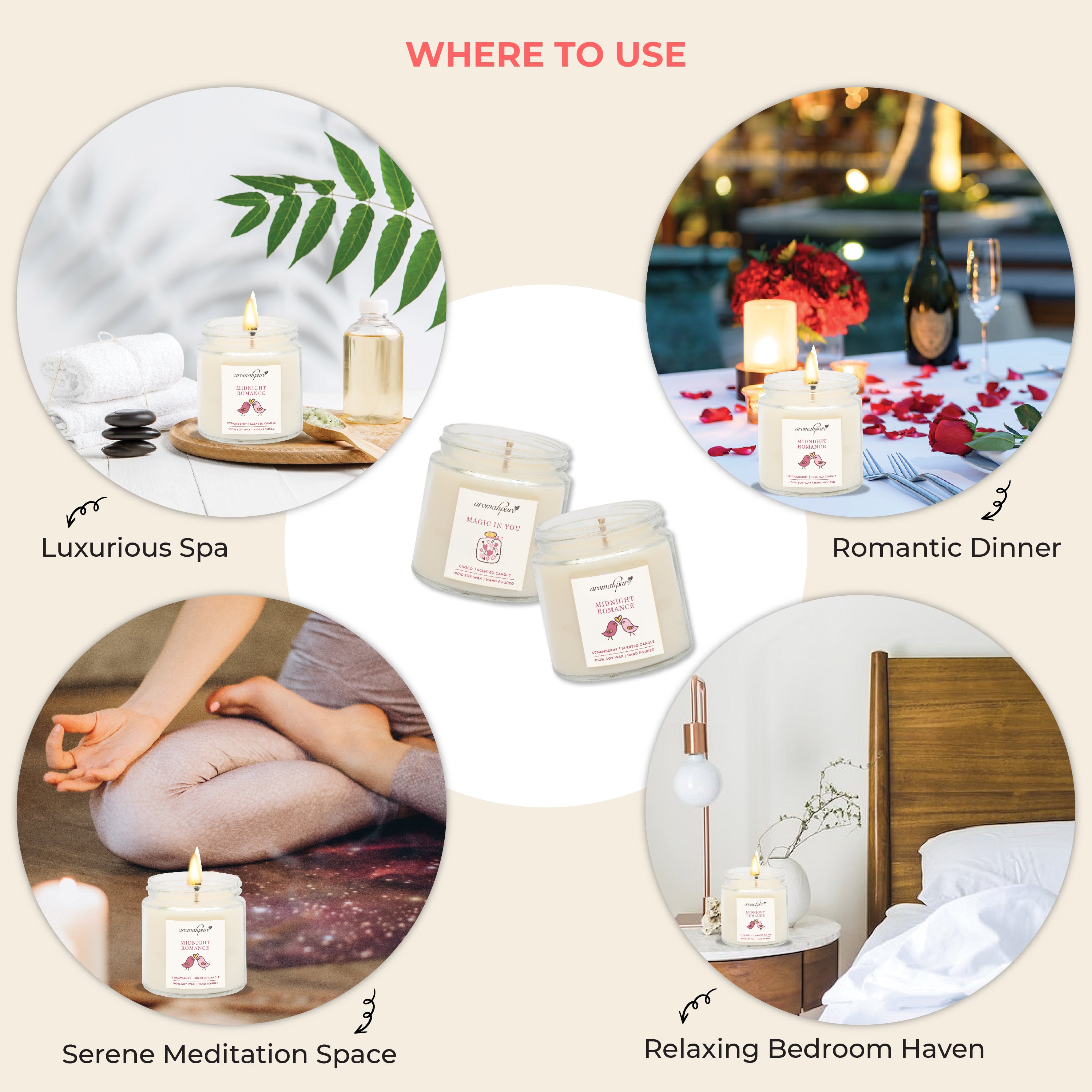 Aromahpure Soy Wax Jar Valentine Day Candles (Choco, Strawberry)
