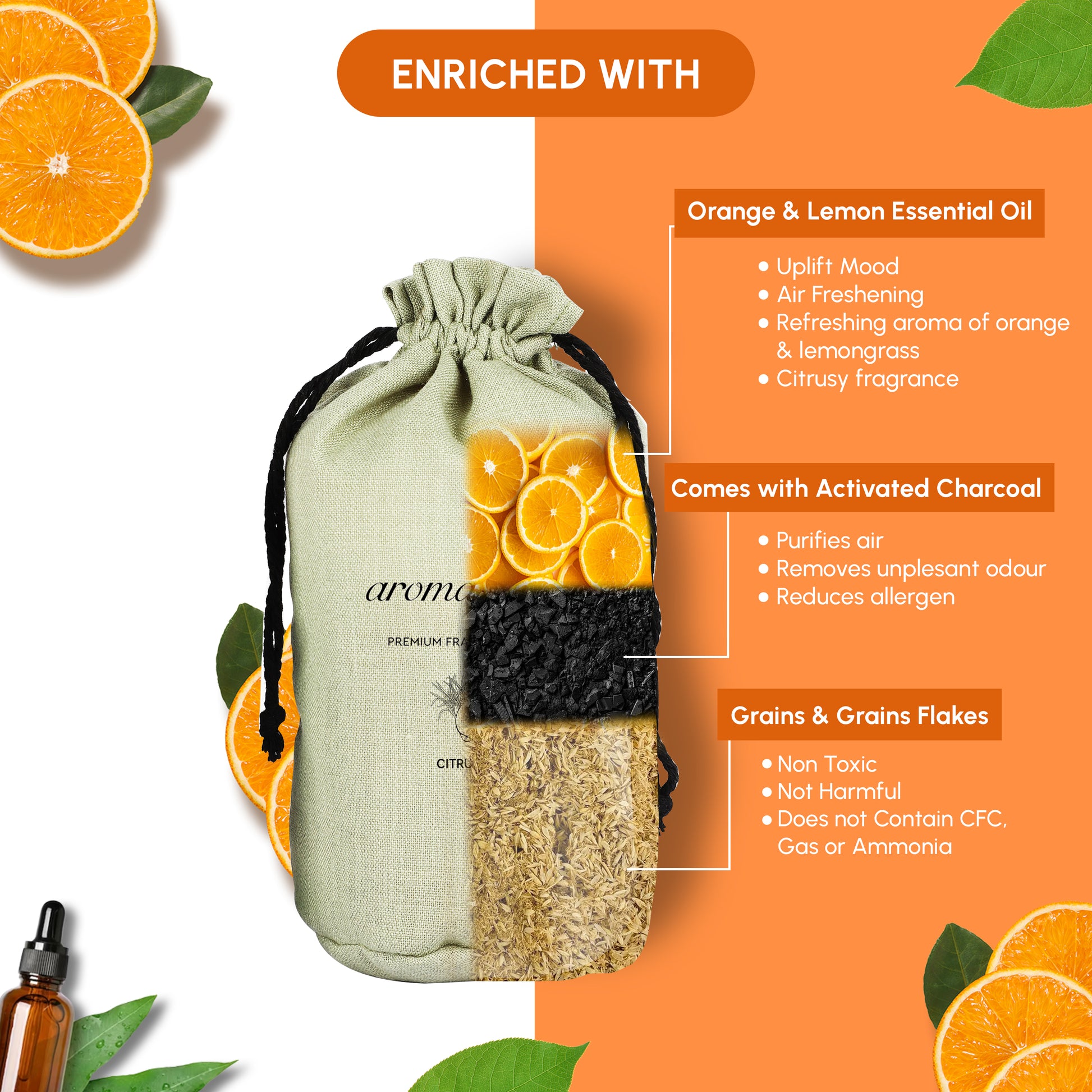 Buy Long Lasting Car Perfume Online (Orange & Lemongrass) at