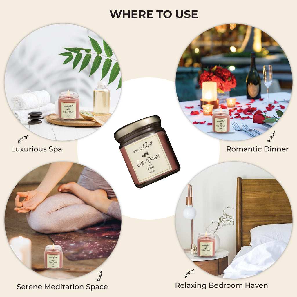 Where to use Soy Wax Round Jar coffee eucalyptus scented candle