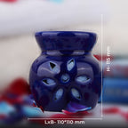 Blue Tealight Ceramic Floral Design Diffuser with 15 ml Fragrance Oil (Zesty Orange)