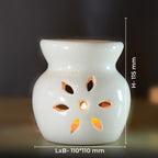 White Tealight Ceramic Floral Design Diffuser with 15 ml Fragrance Oil (Zesty Orange)
