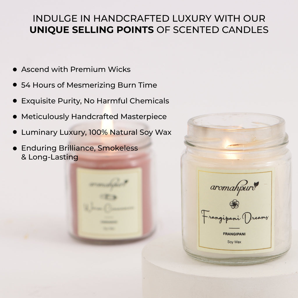 Soy Wax Round Jar 100ml Candles (Warm Cinnamon, Frangipani Dreams)