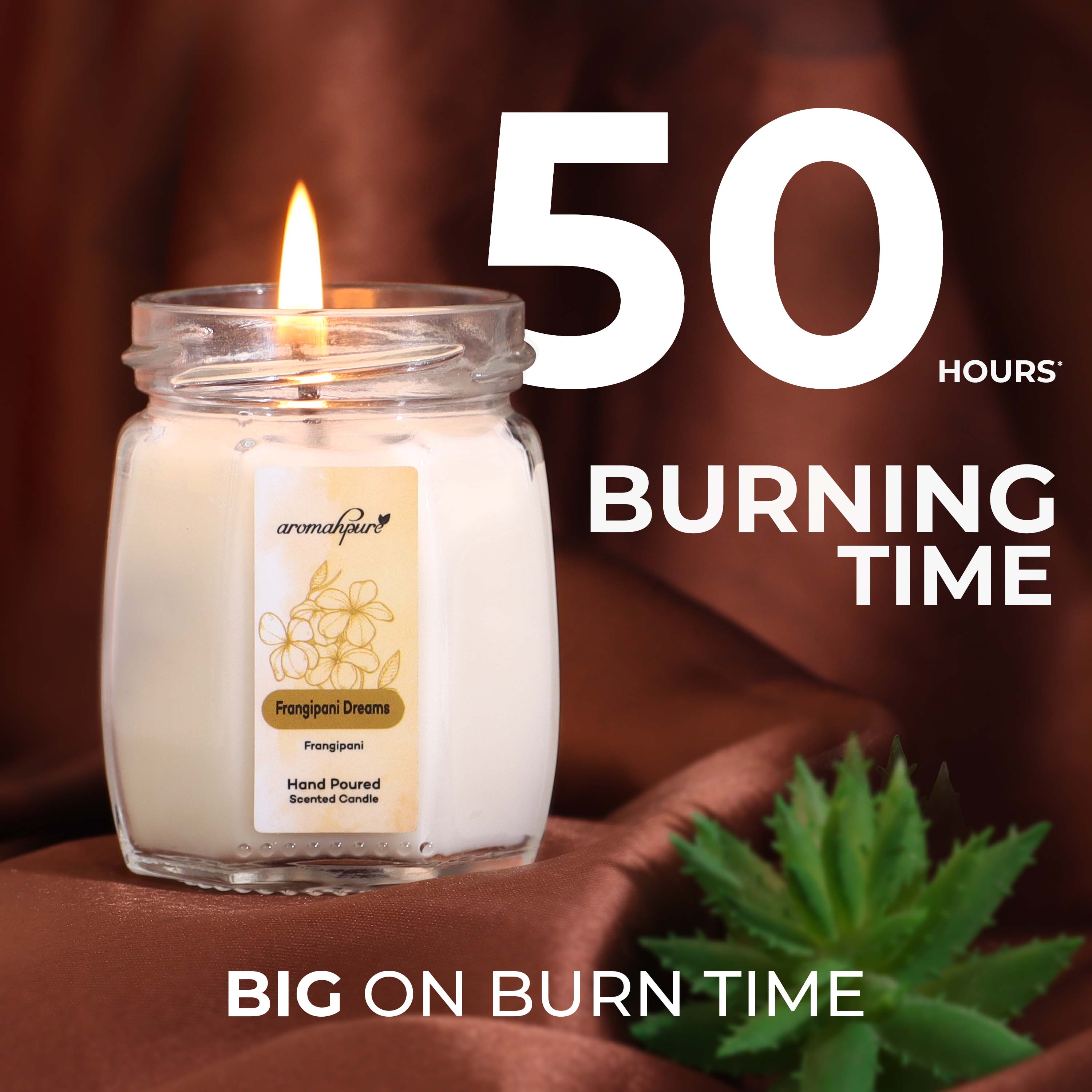 Aromahpure Octa Glass Jar Candle 50 Hours Burning Time