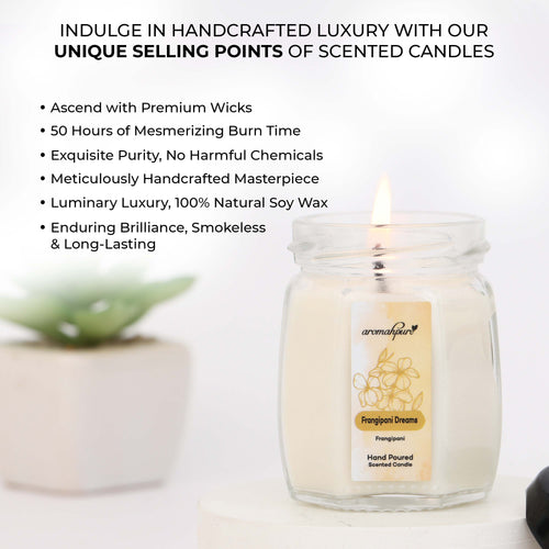 Aromahpure Frangipani Scented Glass Jar Candle
