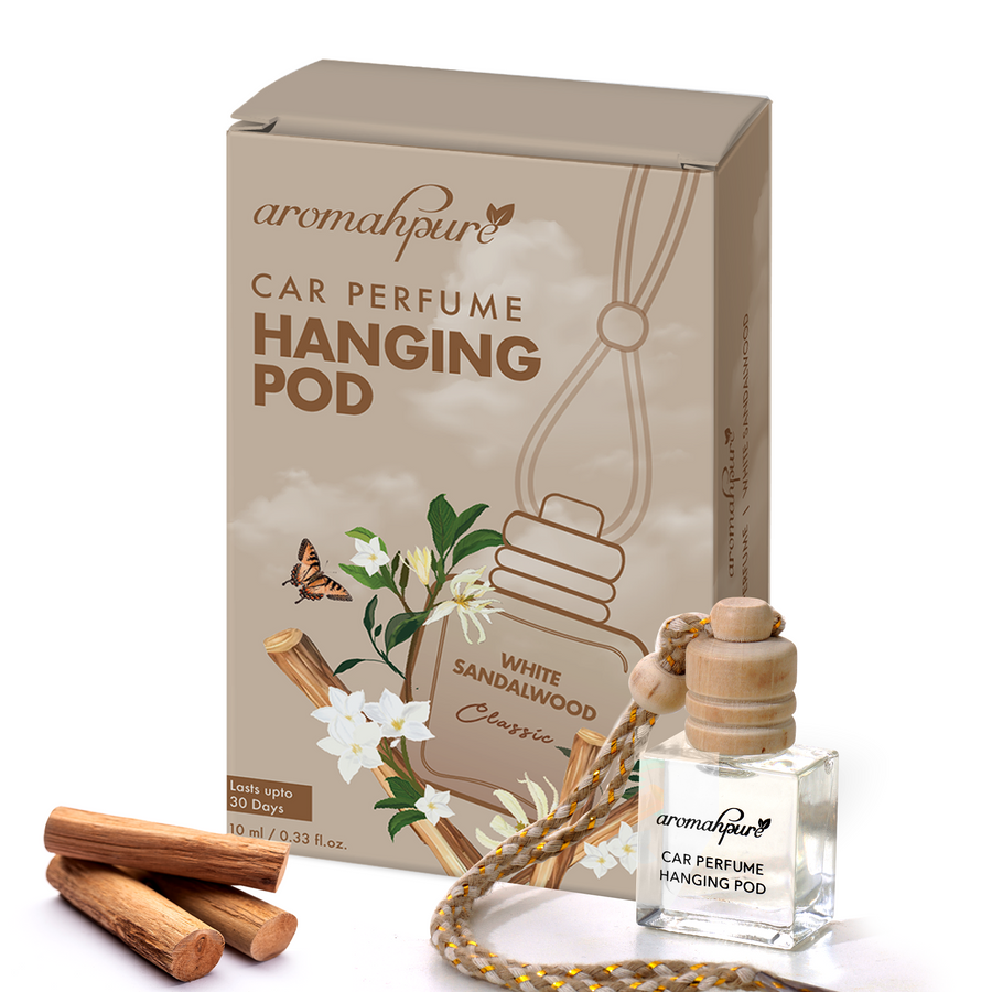 Sandalwood Car Perfume Hanging Pod Freshener | Last up to 30 Days | 10 ML