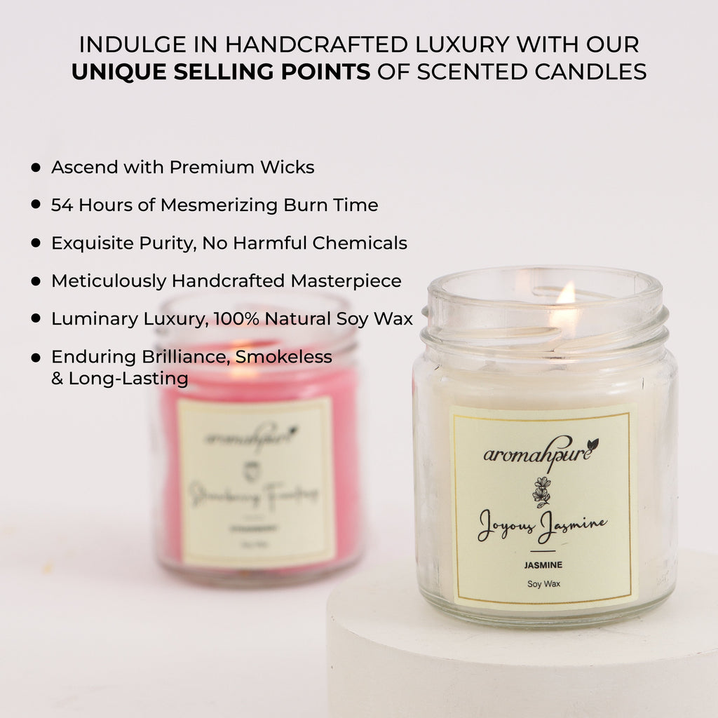 Soy Wax Round Jar 100ml Candles (Joyous Jasmine, Strawberry Fantasy)