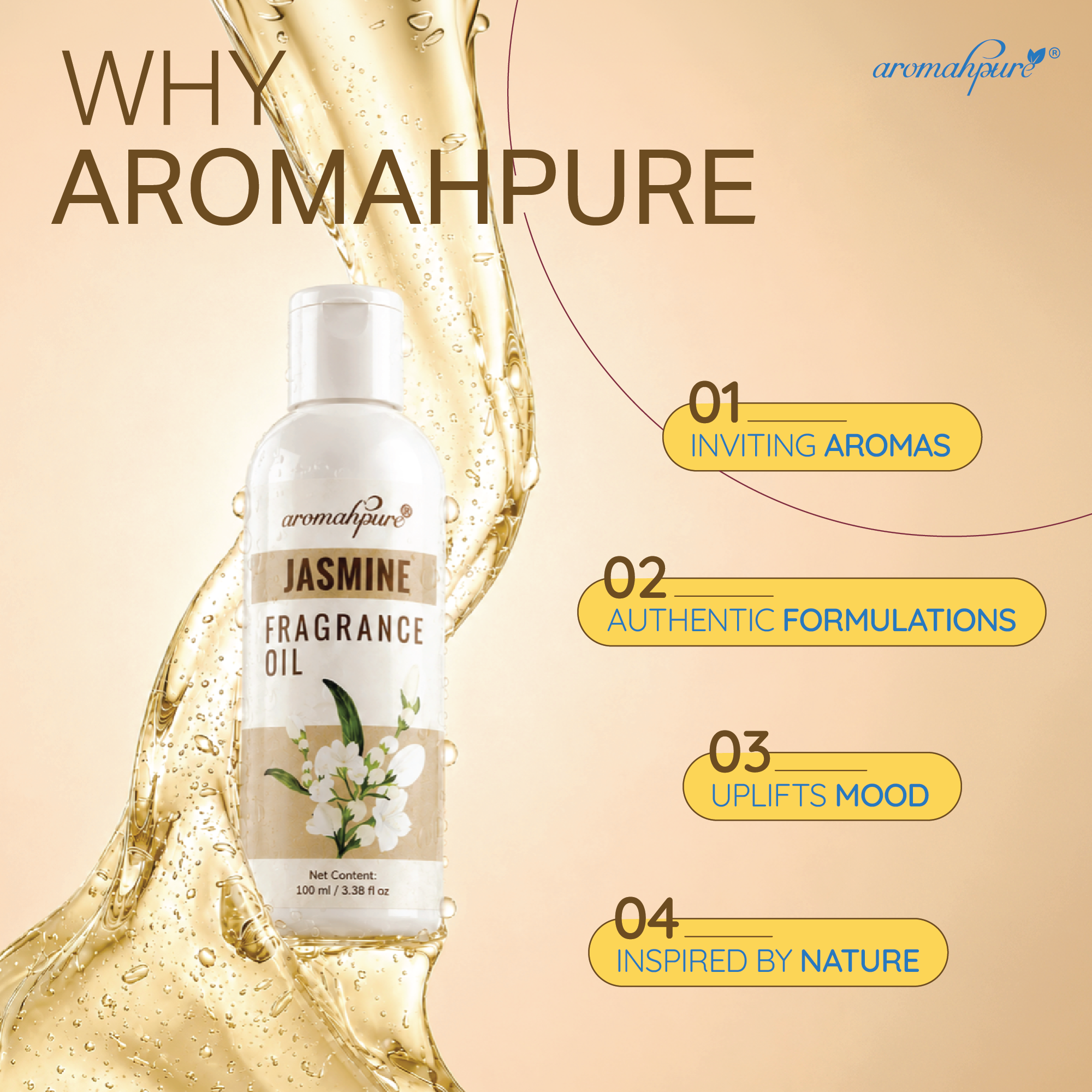 Why choose aromahpure - inviting aromas, authentic formulations, uplifts mood.