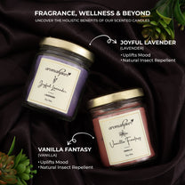 Soy Wax Round Jar 100ml Candles (Joyful Lavender, Vanilla Fantasy)