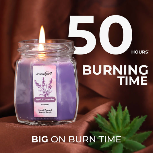 Aromahpure Soy Wax Small Octa Jar Candles, 50 Hours Burning Time Guaranteed (Frangipani Dreams, Joyful Lavender)