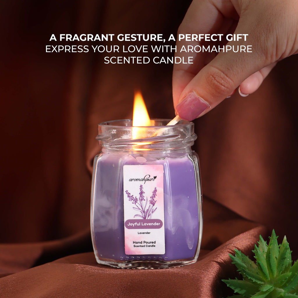 Aromahpure Lavender Octa Candle Lifestyle Shot
