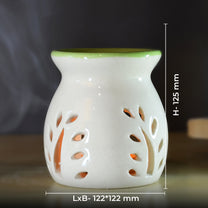 White Tealight Ceramic Leaves Diffuser with 15 ml Fragrance Oil (White Sandalwood)