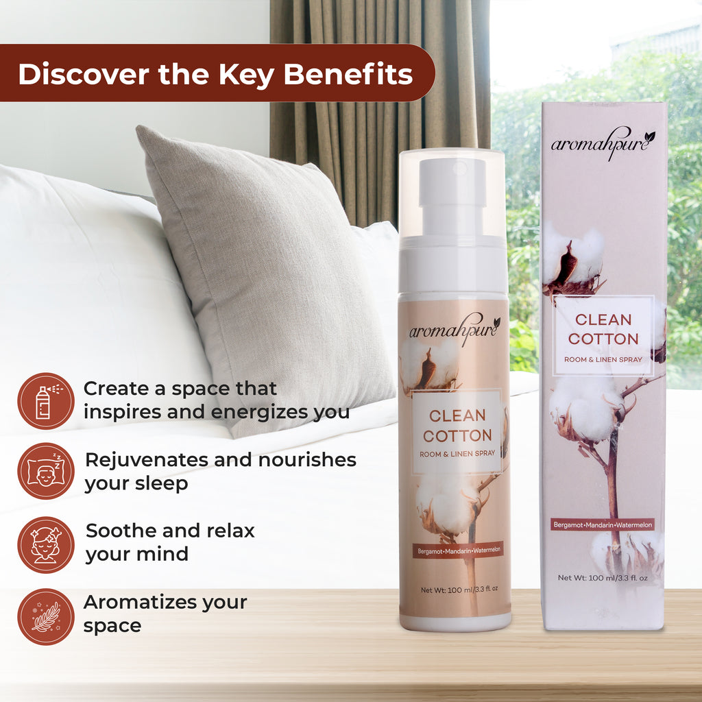 Aromahpure Linen Spray Clean Cotton key benefits