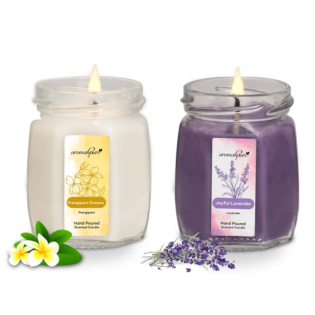 Aromahpure Soy Wax Octa Jar Candle Frangipani Dreams & Joyful Lavender
