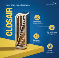 closair shoe rack freshener that neutralises odour, last up to 60 days, compact & IFRA compliant