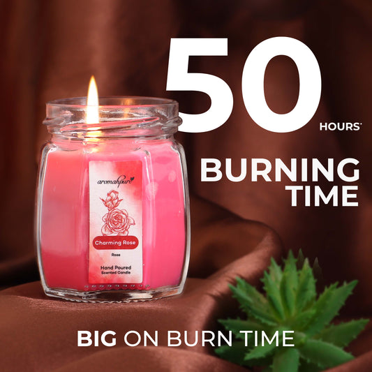 Aromahpure Soy Wax Small Octa Jar Candles, 50 Hours Burning Time Guaranteed (Frangipani Dreams, Charming Rose)