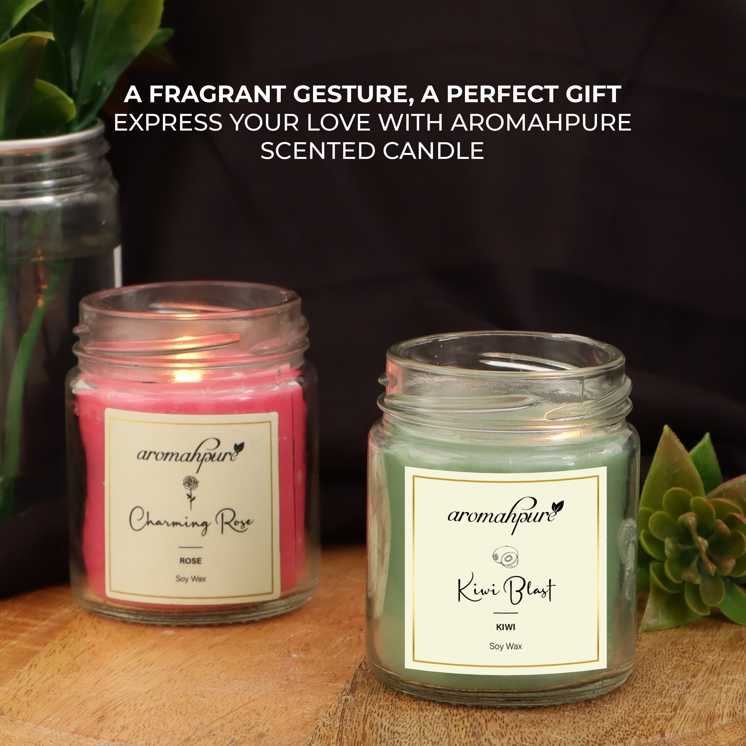 Soy Wax Round Jar 100ml Candles (Charming Rose, Kiwi Blast)