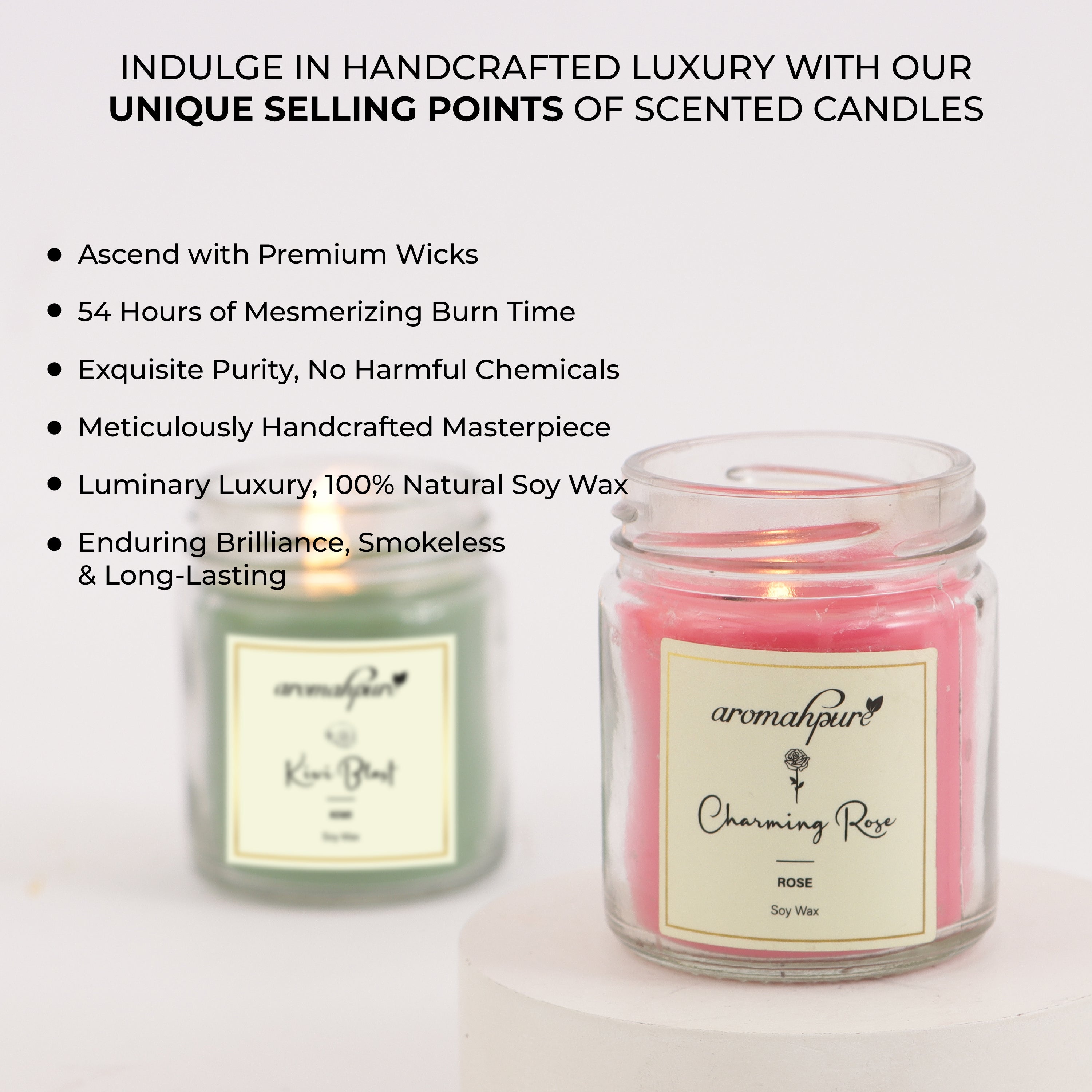 Soy Wax Round Jar 100ml Candles (Charming Rose, Kiwi Blast)