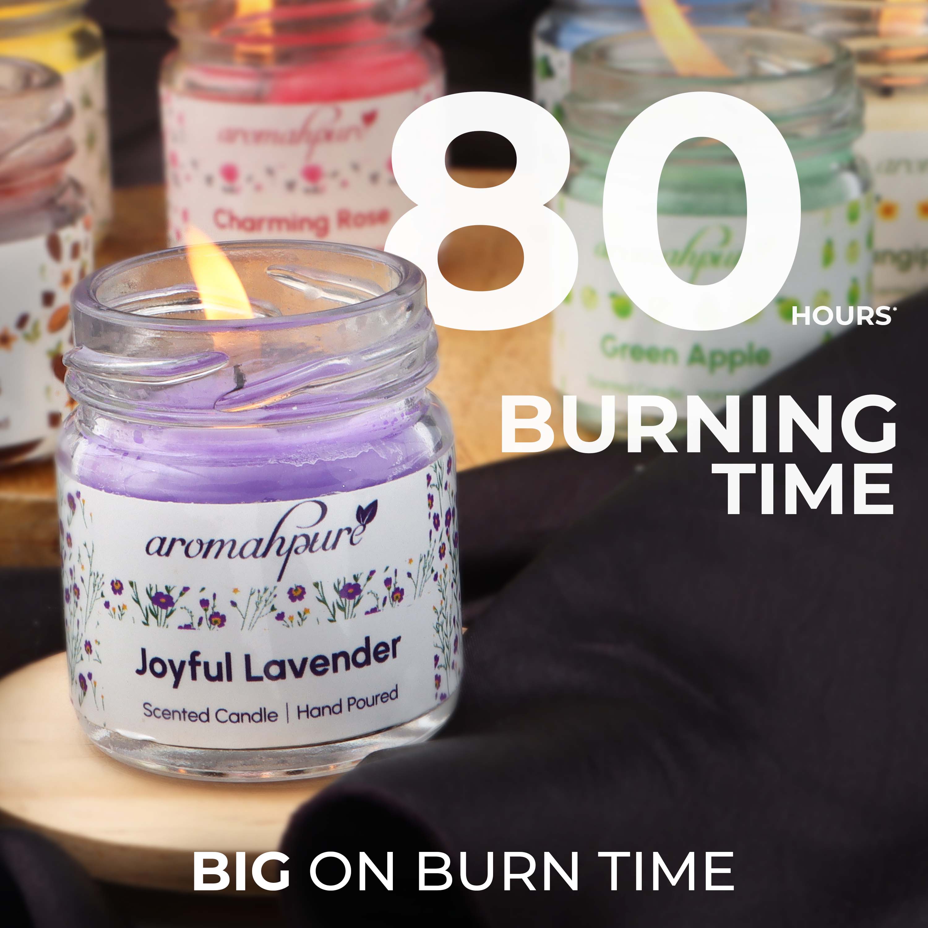 Aromahpure Round Jar Candles 80 Hours Burning Time