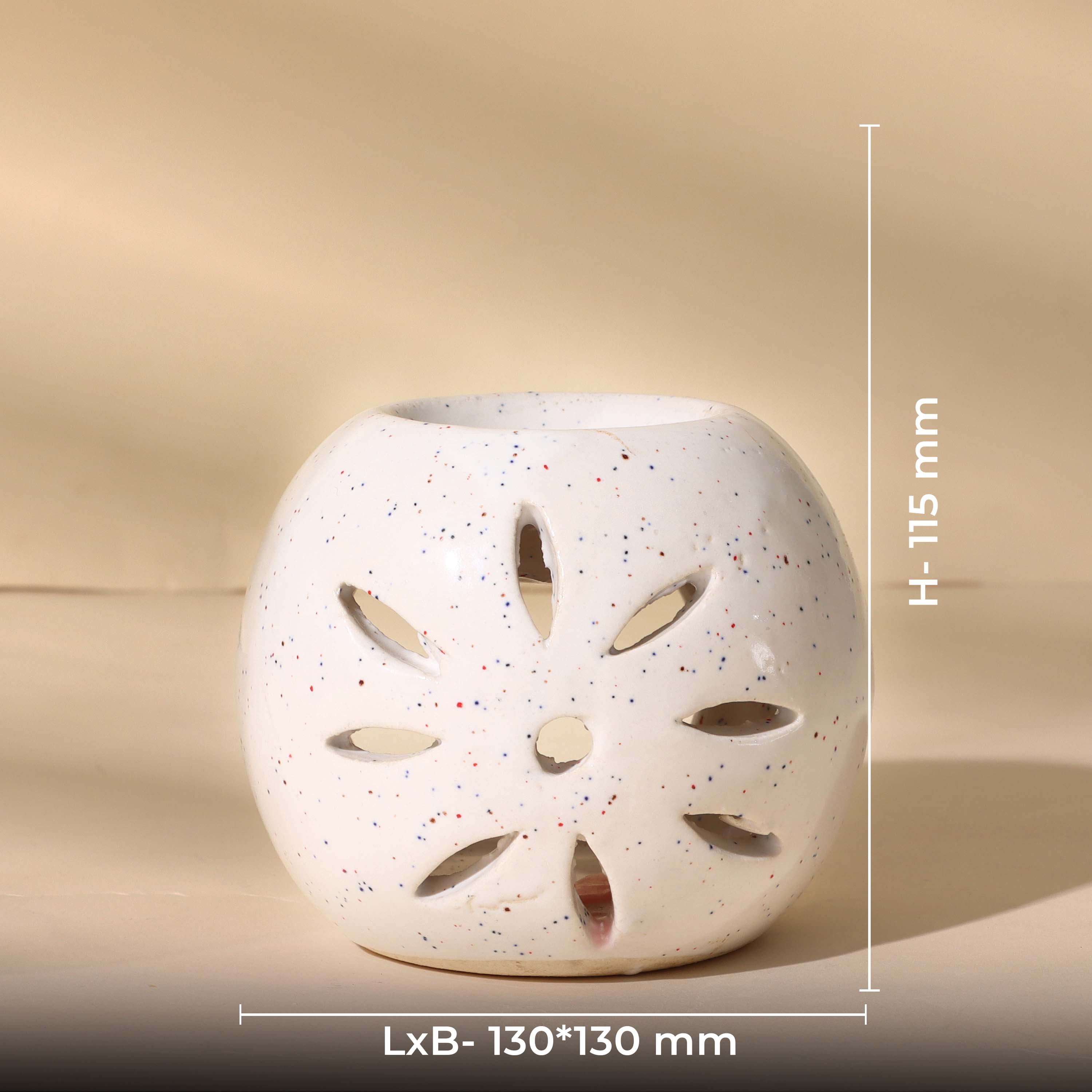 White Tealight Ceramic Leaves Design Diffuser with 15 ml Fragrance Oil (Charming Rose)