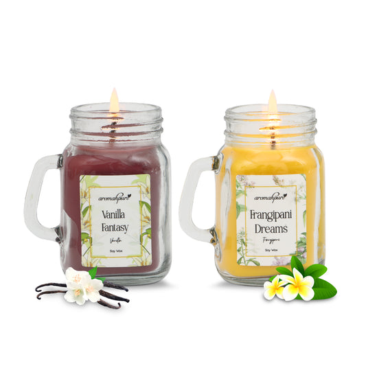 Aromahpure Soy Wax, Mason Jar Candles, 60 Hours Burning Time Gauranteed (Earth Scents, Vanilla Fantasy)