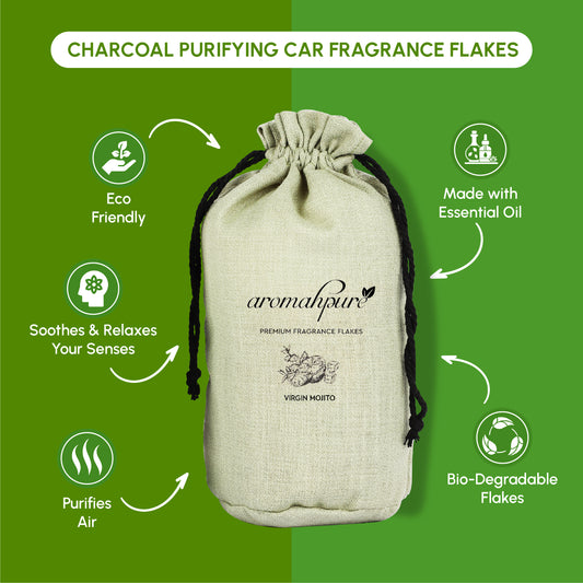Aromahpure Premium Car Perfume Flakes with Activated Charcoal - Refreshing (Mojito)