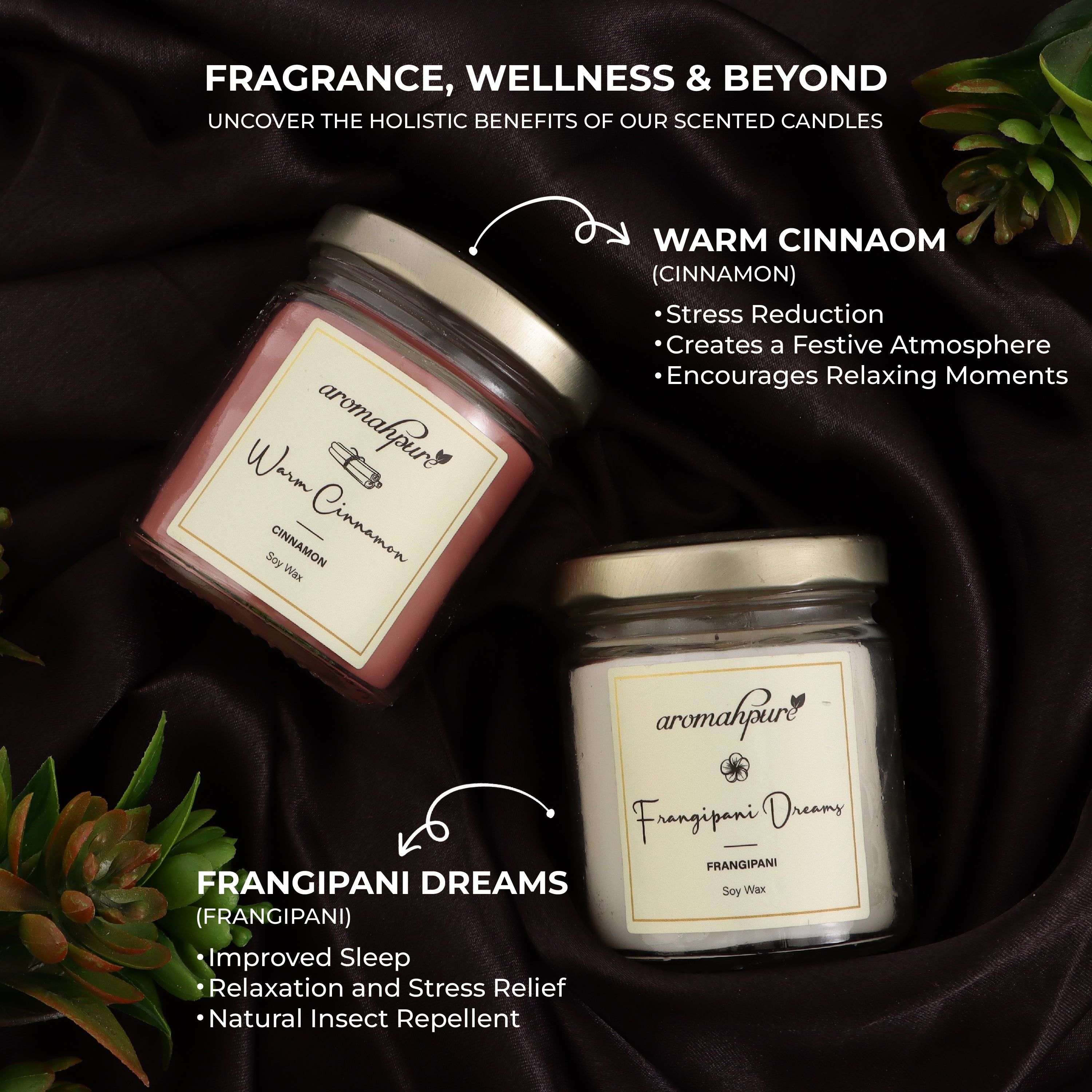 Soy Wax Round Jar 100ml Candles (Warm Cinnamon, Frangipani Dreams)