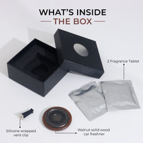 whats inside the box walnut wood car freshener