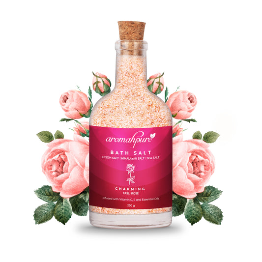 Aromahpure 100 % Natural Bath Salt with Essential Oils (Rose) (250 Grams)