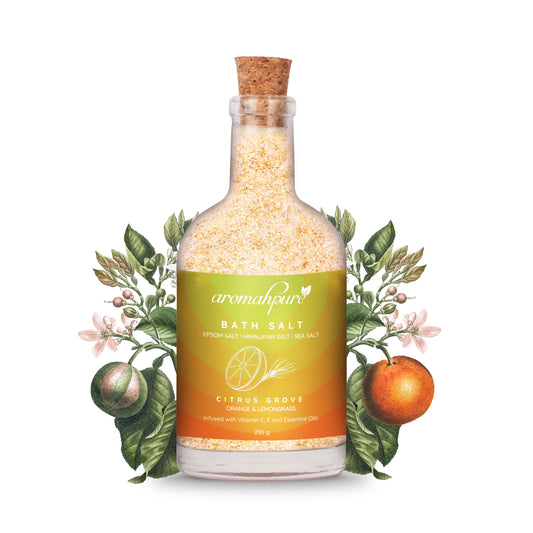 Aromahpure 100 % Natural Bath Salt with Essential Oils (Orange & Lemongrass) (250 Grams)