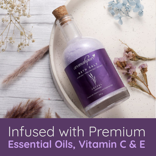 Aromahpure 100 % Natural Bath Salt with Essential Oils (Lavender) (250 Grams)