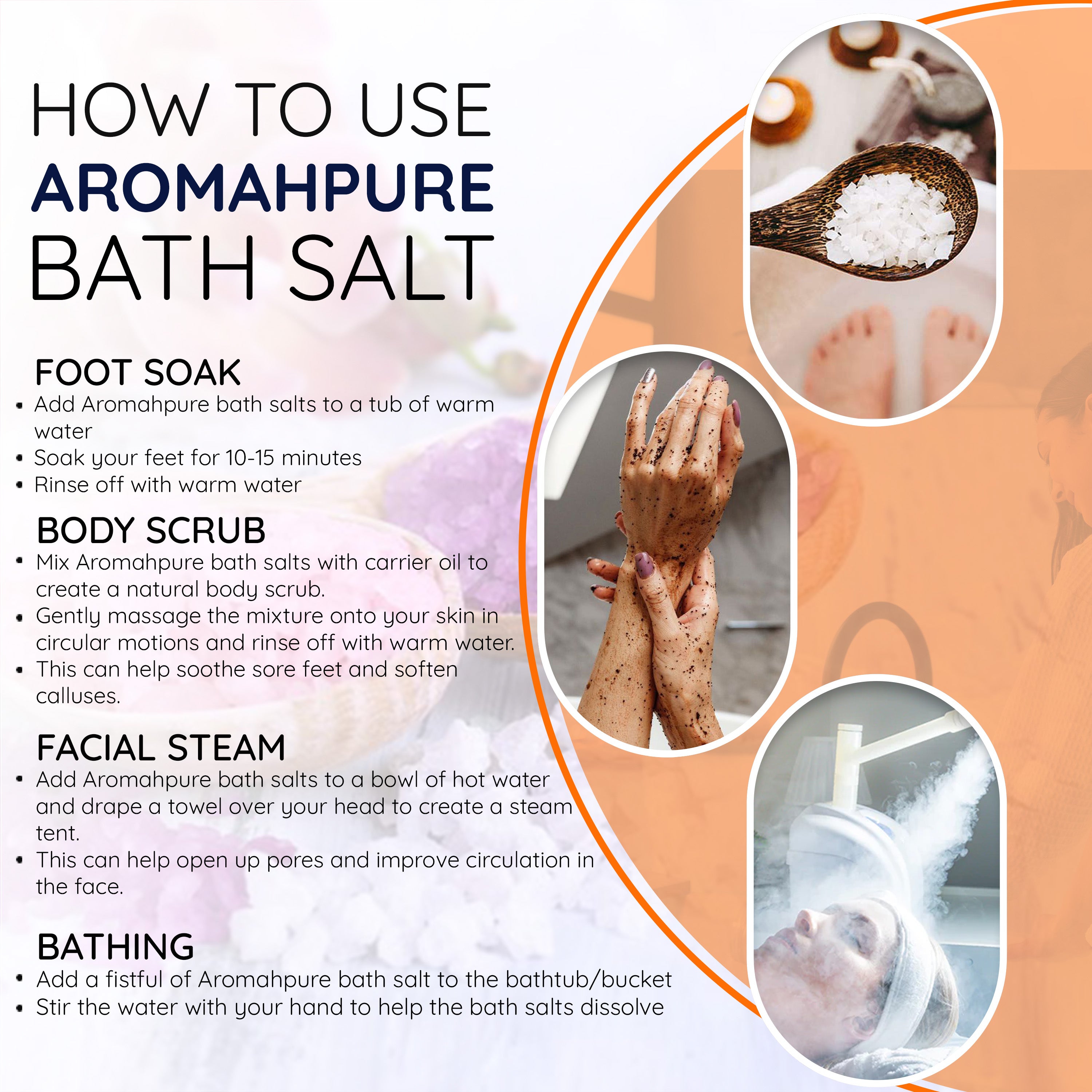 Aromahpure Orange Lemongrass Bath Salt - Buy Online