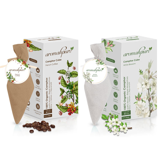 Aromahpure Camphor Cube Air Freshener (White Blossom + French Coffee)